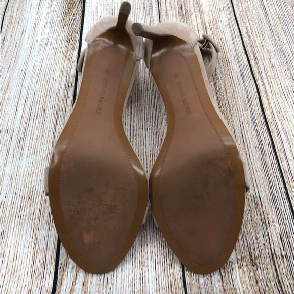 Banana Republic Women's Size 10 M Tan‎ Suede Ankle Strap Stiletto Heels - Picture 6 of 9